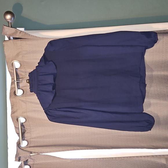 Navy Ruffle Blouse - Picture 4 of 5